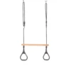 Houten Ringtrapeze Met Kunststof Ringen Antraciet (black-rope) Gevlochten Touw