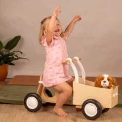 Houten Bakfiets Retro Wit Loopfiets VanDijkToys -Bekende Speelgoed Winkel VDT M2007 Bakfiets blank wit retro wit