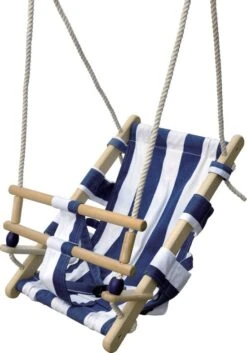 Houten Babyschommel Peuterschommel Blauw-Wit