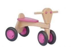 Beukenhouten Loopfiets VanDijkToys Div Kleuren In Color Roze -Bekende Speelgoed Winkel beukenhouten loopfiets rose v.dijktoys