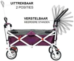 Active Outdoor Bolderkar Paars Met Zonnedak En Extra Bagagetas. Showmodel -Bekende Speelgoed Winkel bolderkar active outdoor opvouwen 3 1