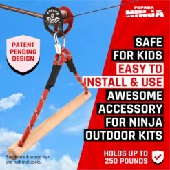 Fofana Ninja Warrior Kabelbaan Obstacle Parcours 45 Dlg -Bekende Speelgoed Winkel fofana ninja slider pulley kit 20m kabelbaan katrol met schommelzit 3