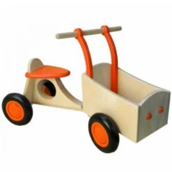 Houten Bakfiets Oranje Loopfiets VanDijkToys 5 Houten Bakfiets Oranje Loopfiets VanDijkToys -Bekende Speelgoed Winkel houten bakfiets oranje van dijktoys 1