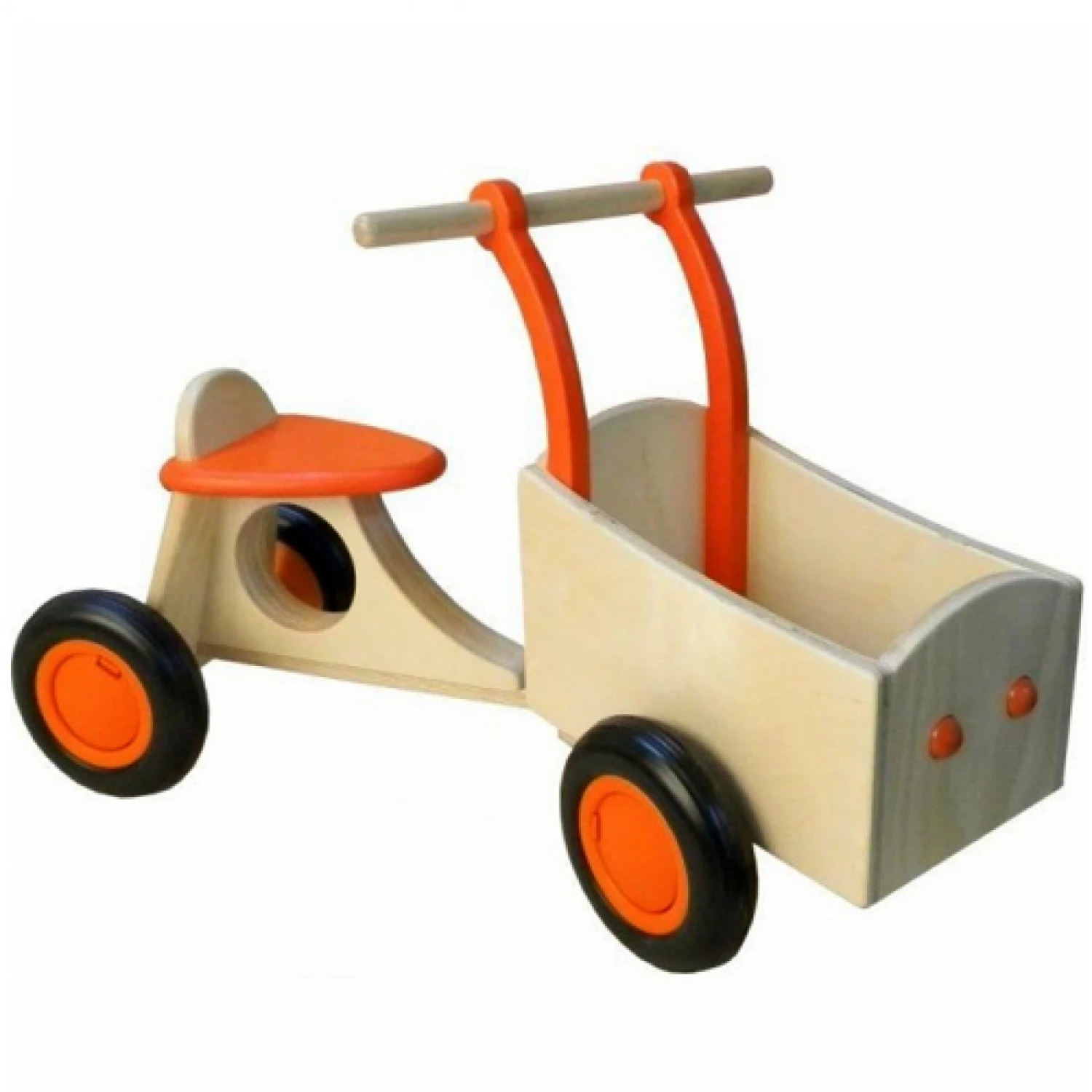 Houten Bakfiets Oranje Loopfiets VanDijkToys 3 Houten Bakfiets Oranje Loopfiets VanDijkToys