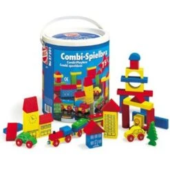 Blokkenset HEROS Combi-speelbox 75-delig -Bekende Speelgoed Winkel houten blokken combi in ton heros 27201 1 1