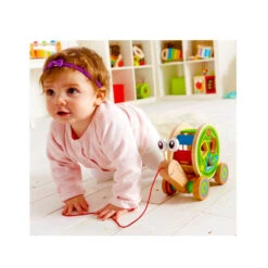 Trekfiguur Hape: Walk-a-Long Snail -Bekende Speelgoed Winkel houten trekdier hape walk a long slak 3