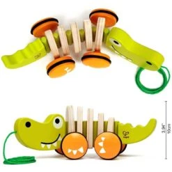 Trekfiguur Hape: Walk-a-Long Crocodile -Bekende Speelgoed Winkel houten trekdier hape walk along crocodile 1 1