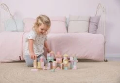 Little Dutch Houten Blokkenton Rose LittleDutch -Bekende Speelgoed Winkel little dutch 4412 roze houten blokken in ton 3
