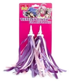 Stuurlint Streamer Pexkids Handvatversiering -Bekende Speelgoed Winkel pexkids streamers versiering stuur paars roze speelactief.nl