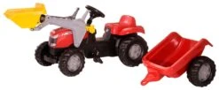 Rollykid Massey Ferguson Voorlader En Aanhangwagen Traptractor