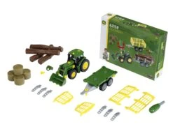 Theo Klein 3907 – John Deere Tractor Met Voorlader, Aanhanger (4 Modules) En Ploeg -Bekende Speelgoed Winkel theo klein 3906 john deere tractor aanhangwagen hooi hout transport 2 1 scaled 1